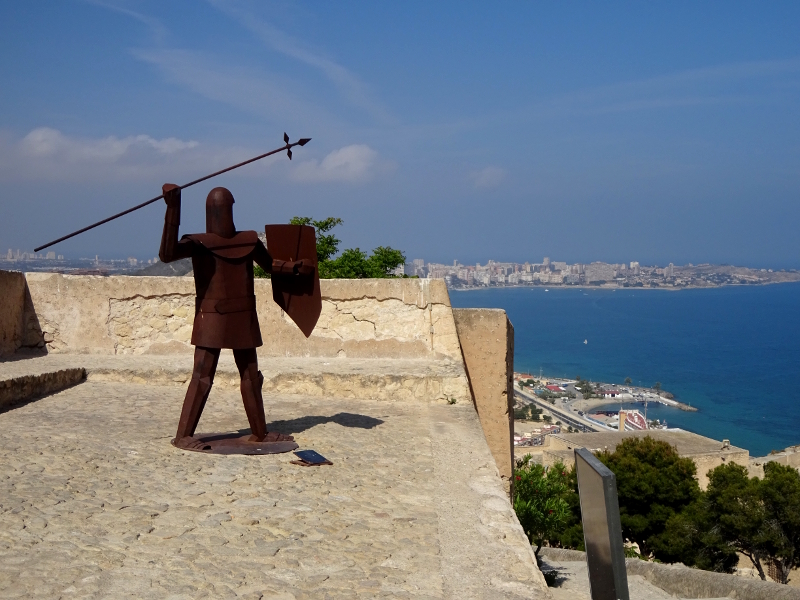 knight statue on top of Santa Barbara Castle Alicante 